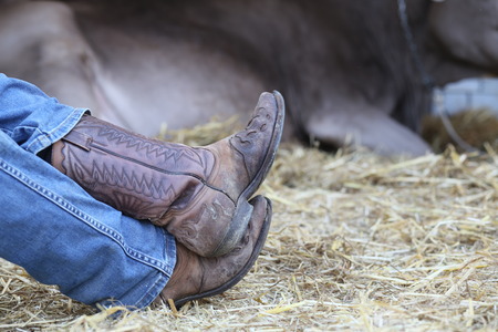 Cowboy Resting Feet, Close Up of Boots